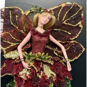 Mark Roberts Fairy Hanging Ornament Fabric Art Doll w/ Flowers & Wings Vintage C